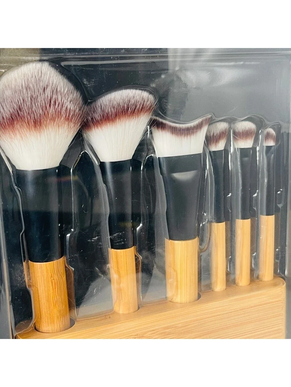 Eco Sanctuary 6 Pc Makeup Brush Set with Bamboo Handles & Wooden Stand New Box